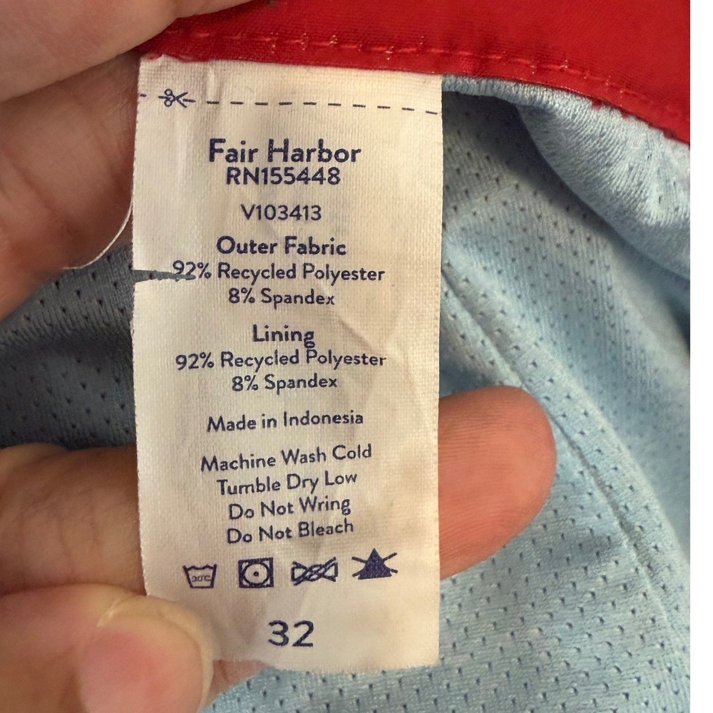 Fair Harbor Men's Red Sextant Tropical Hibiscus Floral Swim Trunks Size 32 - Picture 6 of 6